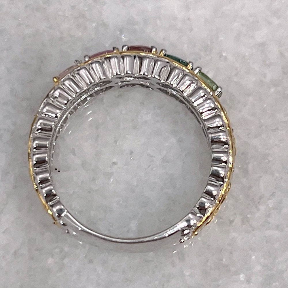 LIMITED EDITION NUMBERED Sterling Silver Multi Tourmaline Gemstone Band Ring - Picture 10 of 12